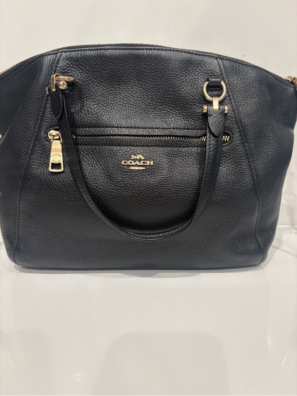 Coach Black Leather Satchel Bag with Gold Hardware - Picture 2 of 10